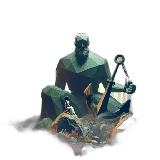 robot, mask, staff, creature transparent PNG cut-out