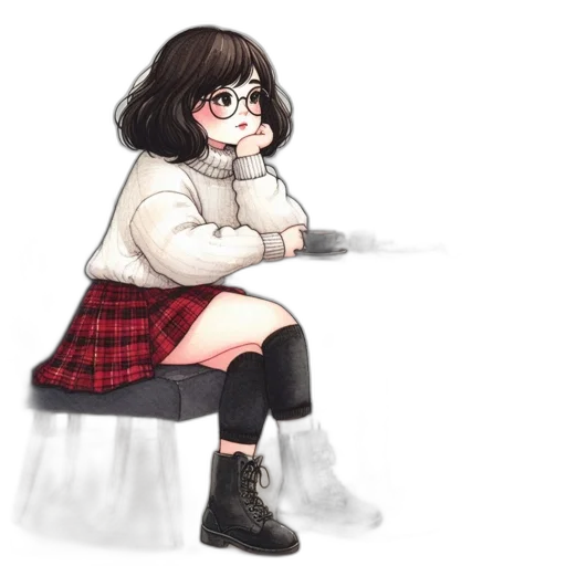 jacket, dress, hair, creature transparent PNG cut-out