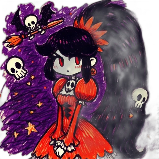 dress, creature, staff, crown transparent PNG cut-out