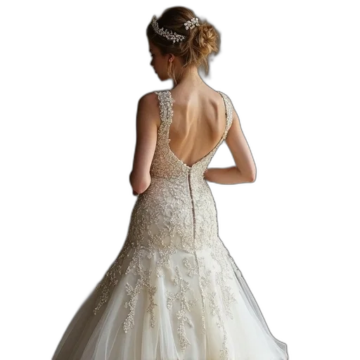 dress, jewelry, crown, photorealistic transparent PNG cut-out
