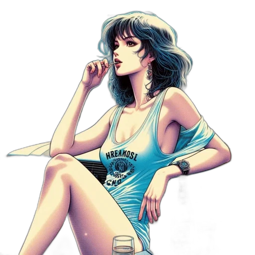 dress, weapon, comic book art, anime transparent PNG cut-out