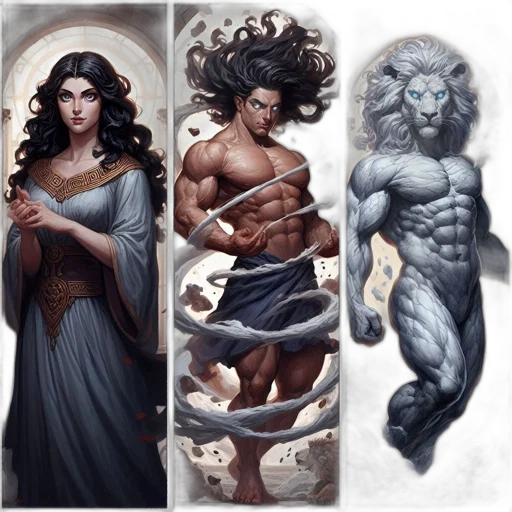 fantasy art, comic book art, concept art, monochrome transparent PNG cut-out