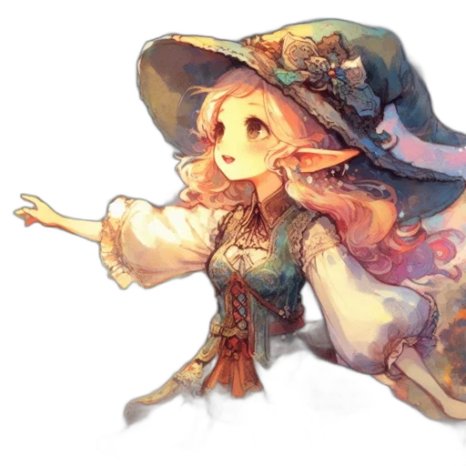 dress, hat, staff, crown transparent PNG cut-out