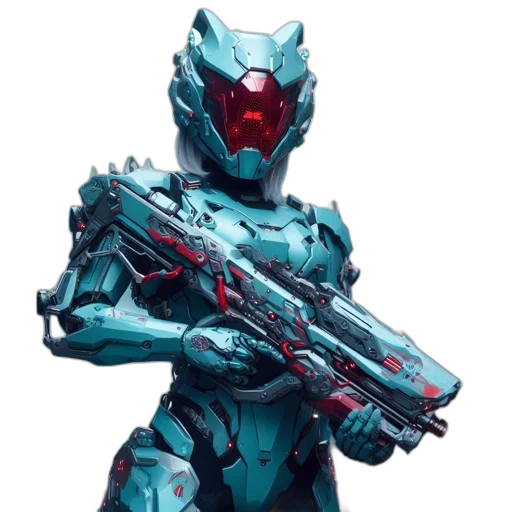 robot, weapon, concept art, 3d render transparent PNG cut-out