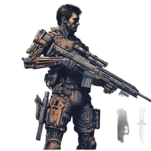 weapon, robot, concept art, 3d render transparent PNG cut-out