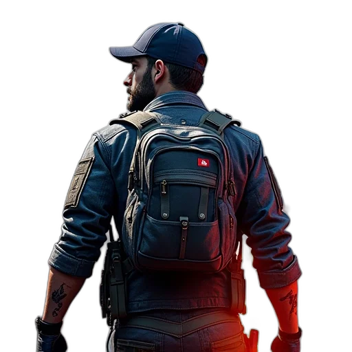 jacket, weapon, concept art, 3d render transparent PNG cut-out