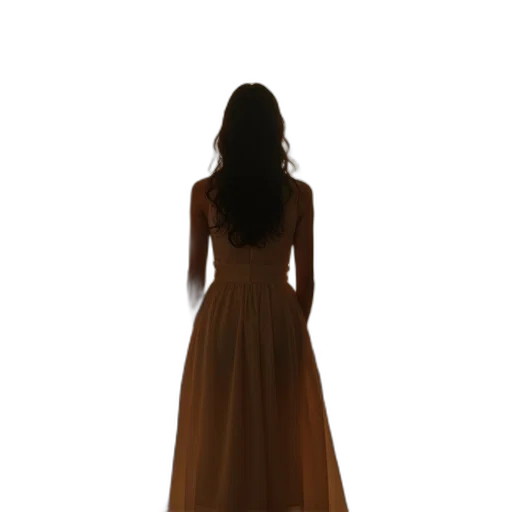 dress, hair, jewelry, staff transparent PNG cut-out