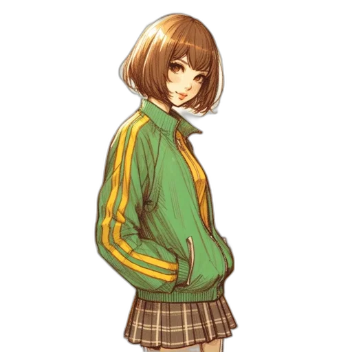 jacket, staff, hair, dress transparent PNG cut-out