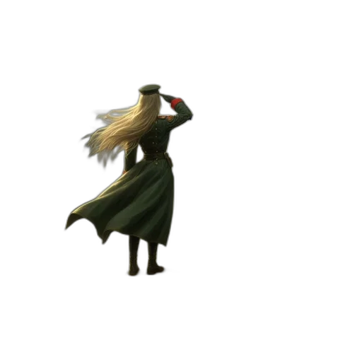 hat, hair, dress, staff transparent PNG cut-out
