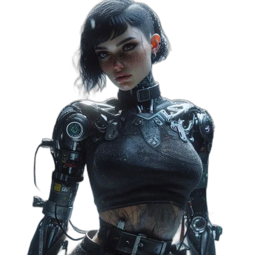 robot, weapon, jacket, cyberpunk transparent PNG cut-out
