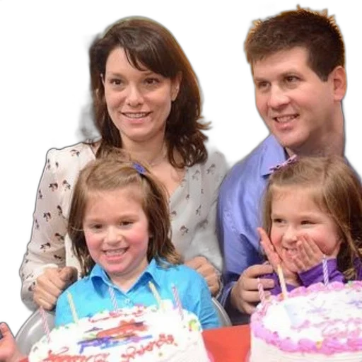 family, celebrates, birthday, two transparent PNG cut-out