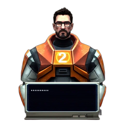 robot, jacket, staff, face transparent PNG cut-out