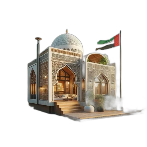 building, concept art, pixel art, 3d render transparent PNG cut-out