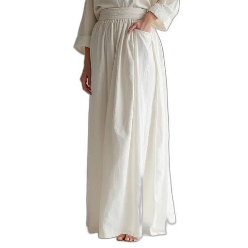 dress, white, linen, long transparent PNG cut-out