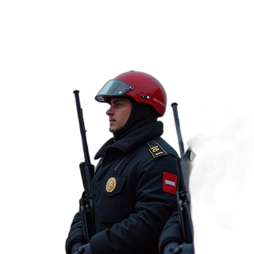 staff, jacket, weapon, face transparent PNG cut-out