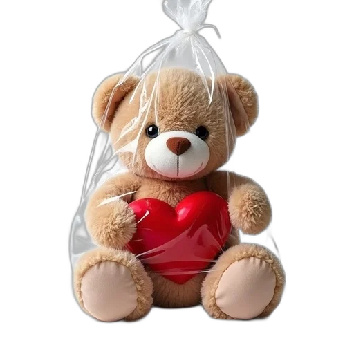 plush, teddy, bear, heart-shaped transparent PNG cut-out