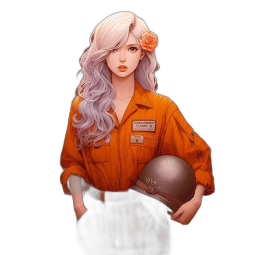 jacket, staff, hair, robot transparent PNG cut-out