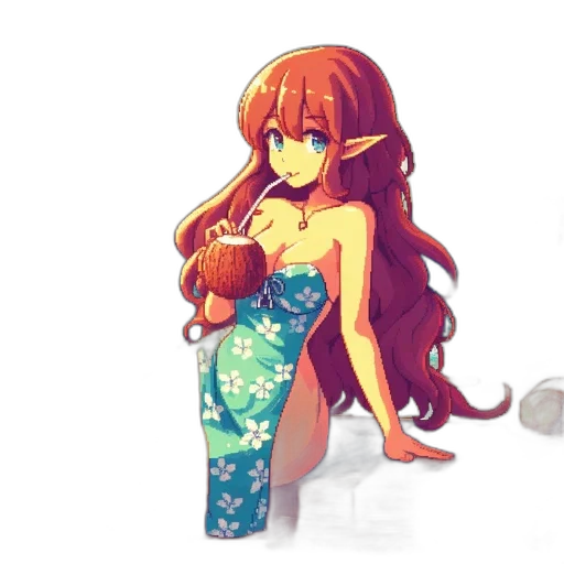 dress, pixel art, anime, concept art transparent PNG cut-out