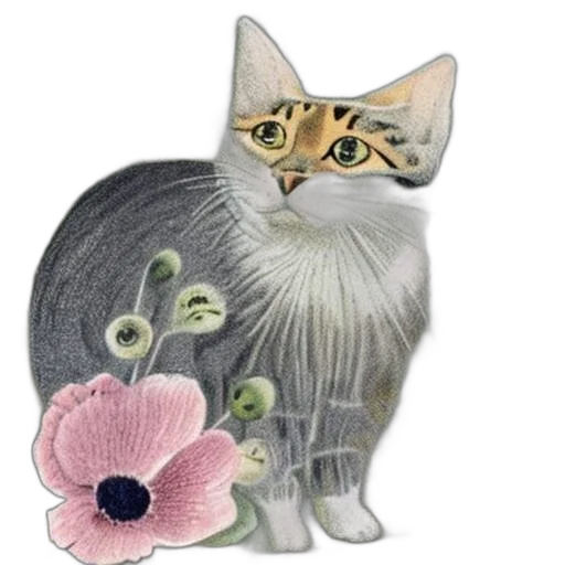 animal, flower, staff, photorealistic transparent PNG cut-out