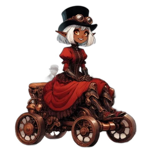 hat, dress, robot, staff transparent PNG cut-out
