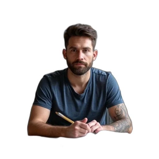 staff, jacket, face, hair transparent PNG cut-out