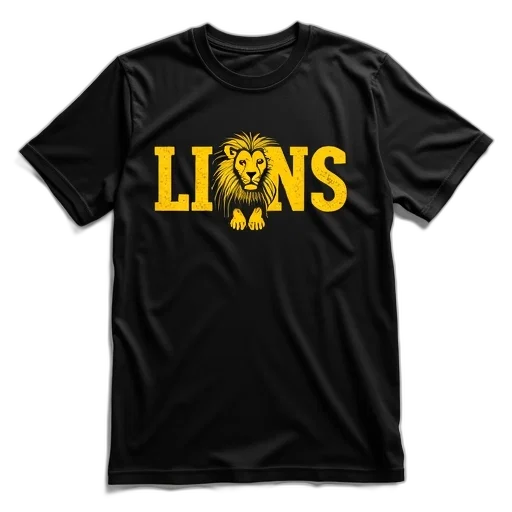 black, t-shirt, word, lions transparent PNG cut-out