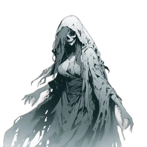 dress, creature, mask, staff transparent PNG cut-out