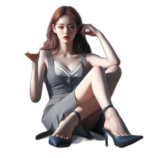 dress, shoes, jewelry, staff transparent PNG cut-out