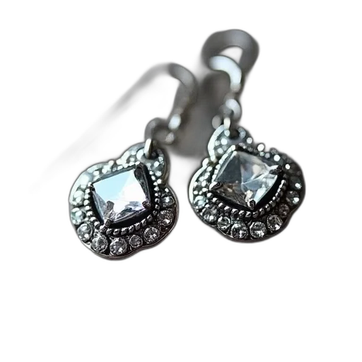 jewelry, 3d render, earrings, silver transparent PNG cut-out