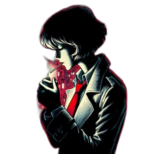 jacket, mask, comic book art, concept art transparent PNG cut-out