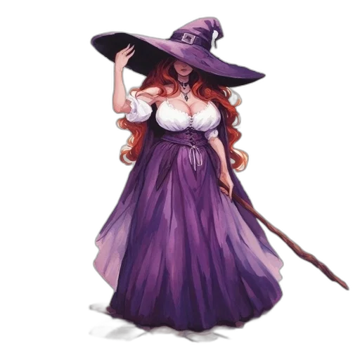 dress, staff, hat, concept art transparent PNG cut-out