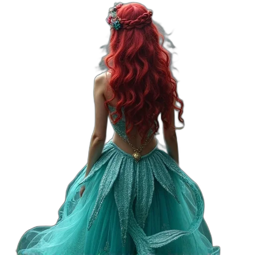 dress, hair, crown, 3d render transparent PNG cut-out