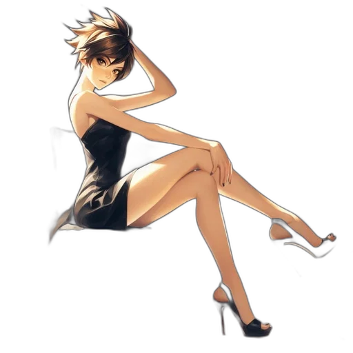 dress, shoes, staff, weapon transparent PNG cut-out