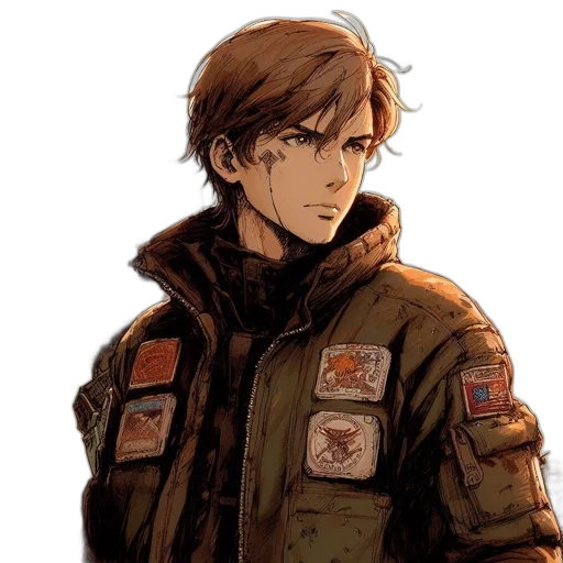 jacket, face, concept art, comic book art transparent PNG cut-out
