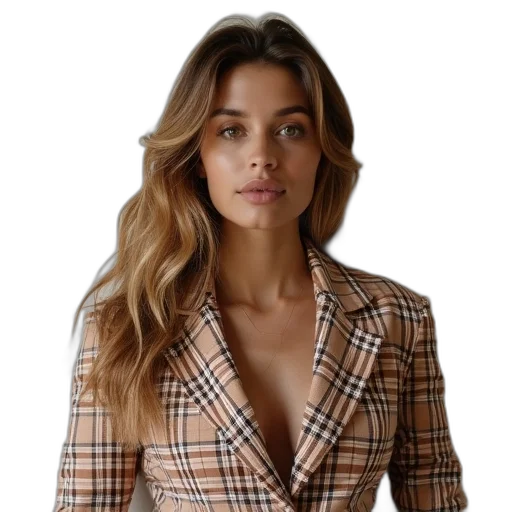 jacket, dress, jewelry, hair transparent PNG cut-out