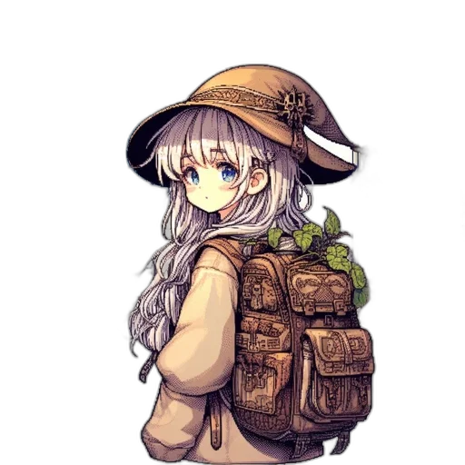 hat, weapon, staff, jacket transparent PNG cut-out