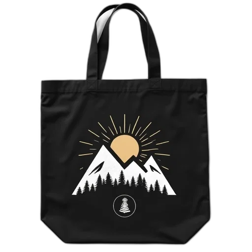 black, tote, bag, white transparent PNG cut-out
