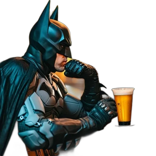 comic book art, concept art, batman, sits transparent PNG cut-out