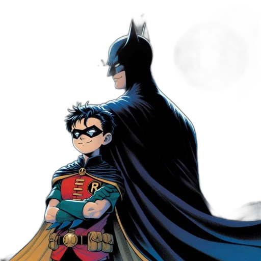 comic book art, concept art, cartoon, batman transparent PNG cut-out