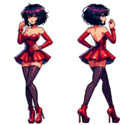 dress, pixel art, concept art, anime transparent PNG cut-out