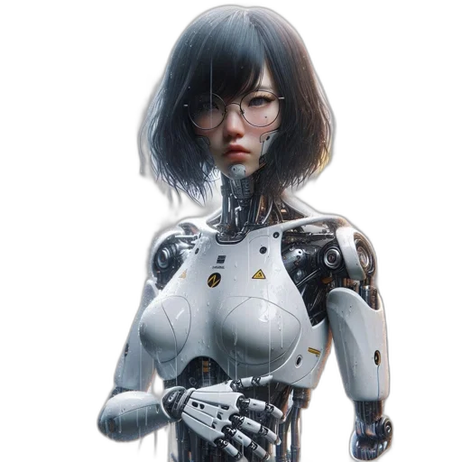robot, dress, face, cyberpunk transparent PNG cut-out