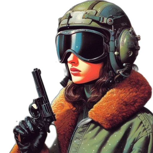 jacket, weapon, staff, mask transparent PNG cut-out