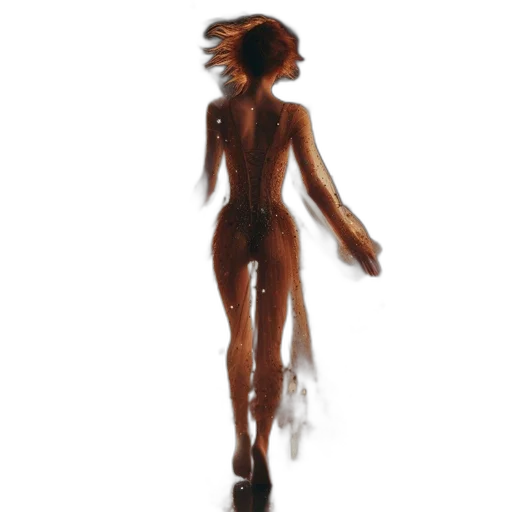 dress, hair, creature, staff transparent PNG cut-out