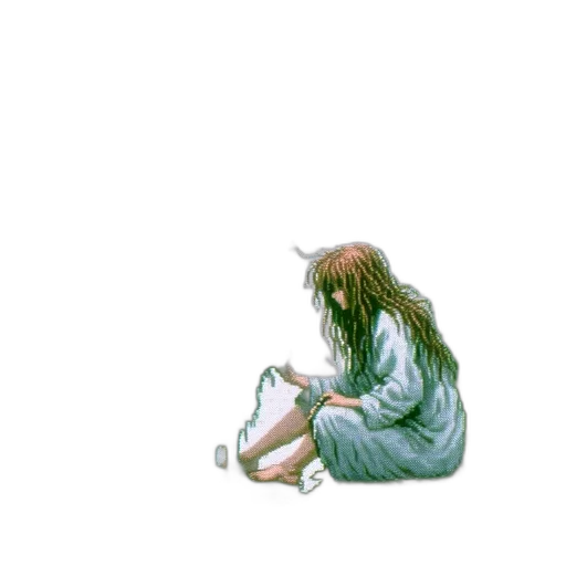 dress, creature, hair, staff transparent PNG cut-out