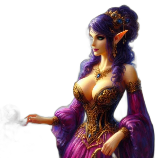 dress, jewelry, dragon, staff transparent PNG cut-out