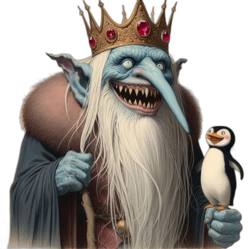 crown, staff, animal, creature transparent PNG cut-out
