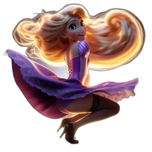dress, hair, staff, crown transparent PNG cut-out