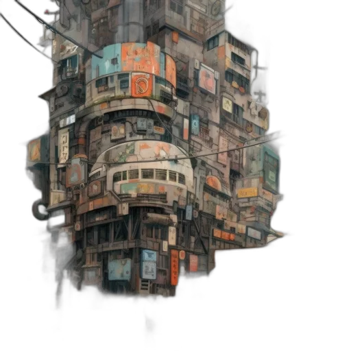 building, robot, face, cyberpunk transparent PNG cut-out