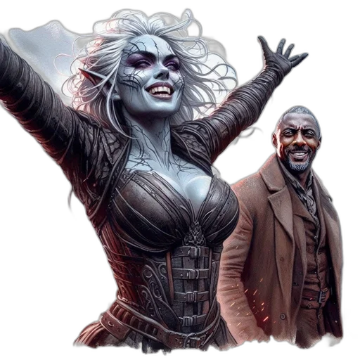 comic book art, concept art, fantasy art, two transparent PNG cut-out