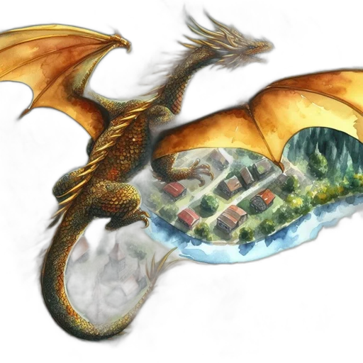 dragon, fantasy art, concept art, watercolor transparent PNG cut-out